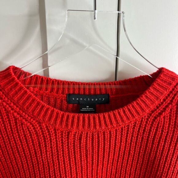Sanctuary Red Ribbed Knit Crew Neck Sweater medium NWT - Picture 2 of 12